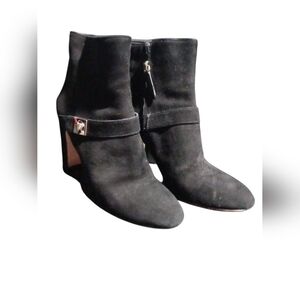 Kate Spade Elegant Thatcher Black Suede Ankle Boots 8B